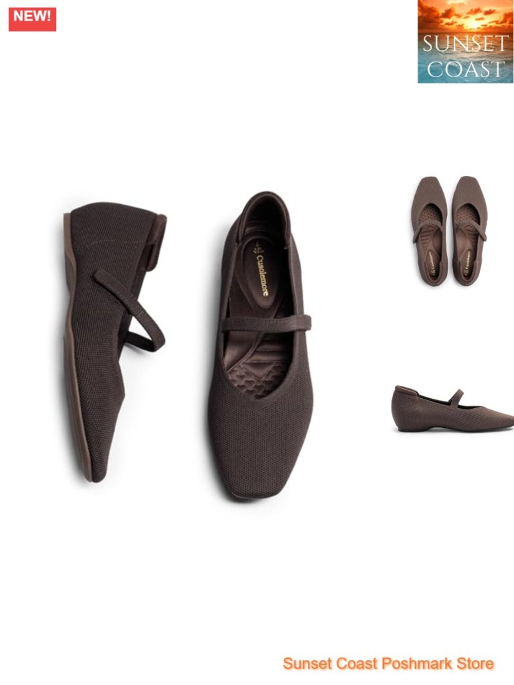 Mary Jane Flats Women Concealed Wedge Square Toe Knit Comfort Shoes
